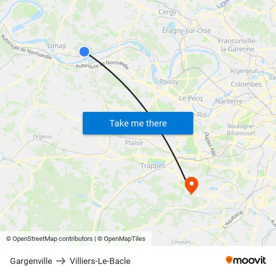 Gargenville to Villiers-Le-Bacle map