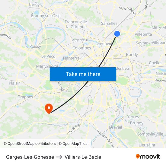 Garges-Les-Gonesse to Villiers-Le-Bacle map