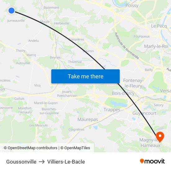 Goussonville to Villiers-Le-Bacle map