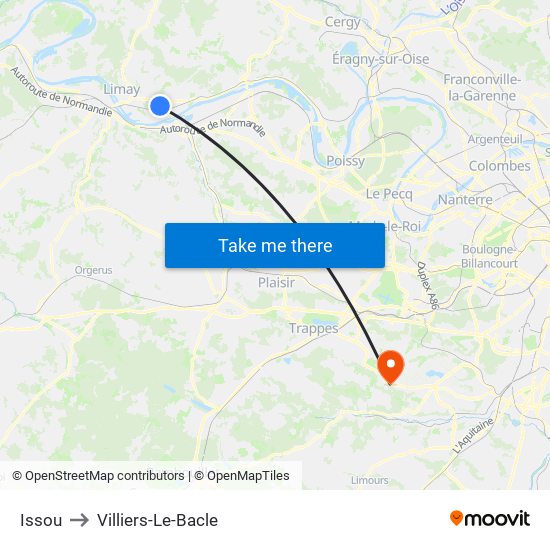Issou to Villiers-Le-Bacle map