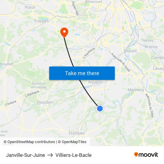 Janville-Sur-Juine to Villiers-Le-Bacle map