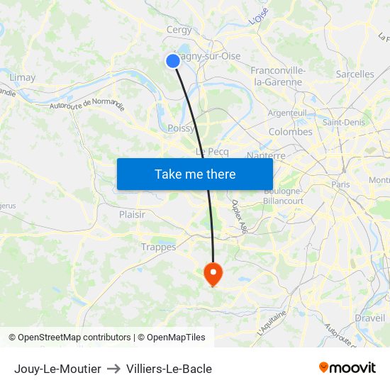 Jouy-Le-Moutier to Villiers-Le-Bacle map