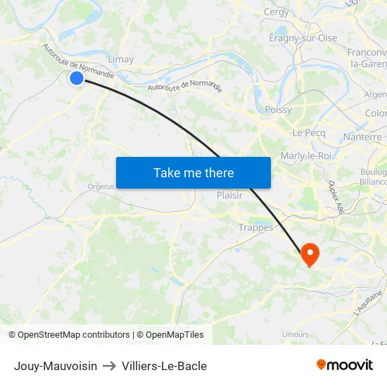 Jouy-Mauvoisin to Villiers-Le-Bacle map