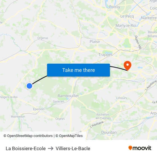La Boissiere-Ecole to Villiers-Le-Bacle map