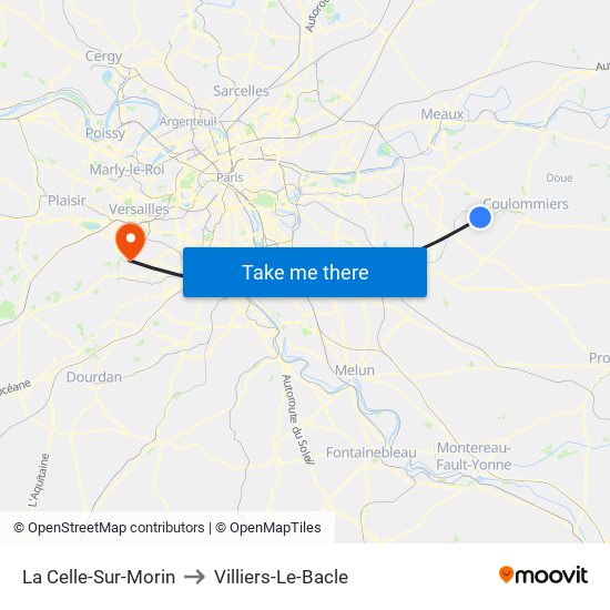 La Celle-Sur-Morin to Villiers-Le-Bacle map