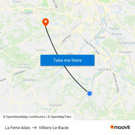 La Ferte-Alais to Villiers-Le-Bacle map
