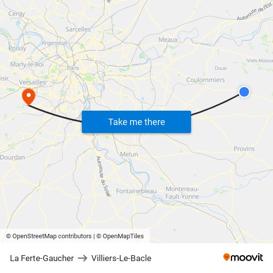 La Ferte-Gaucher to Villiers-Le-Bacle map