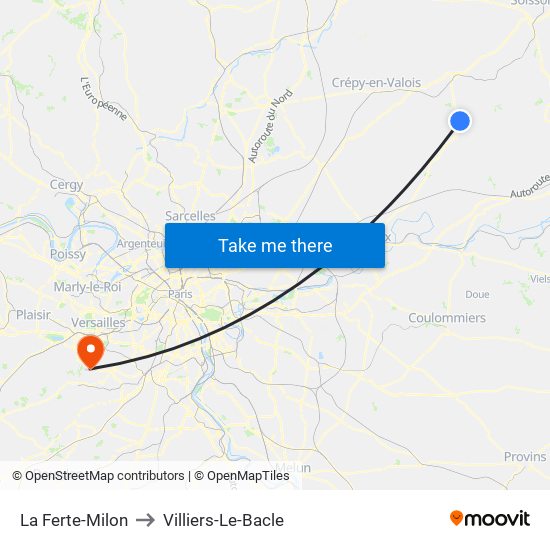 La Ferte-Milon to Villiers-Le-Bacle map