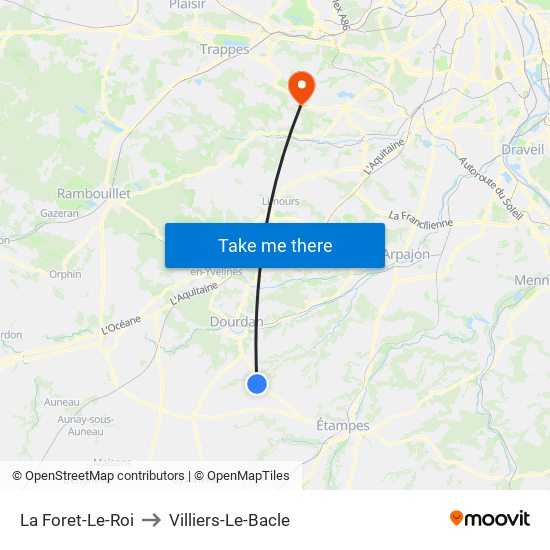 La Foret-Le-Roi to Villiers-Le-Bacle map