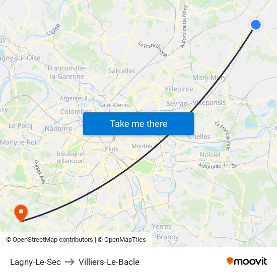 Lagny-Le-Sec to Villiers-Le-Bacle map