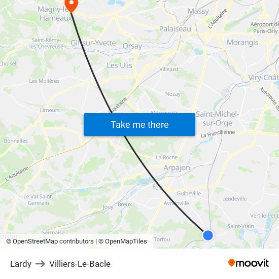 Lardy to Villiers-Le-Bacle map