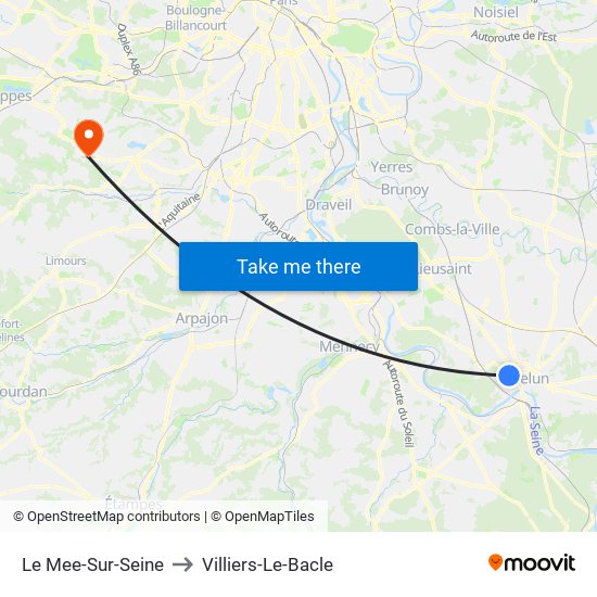 Le Mee-Sur-Seine to Villiers-Le-Bacle map