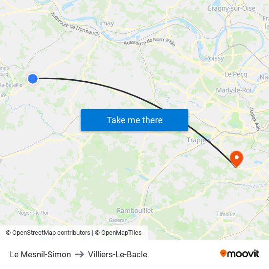 Le Mesnil-Simon to Villiers-Le-Bacle map