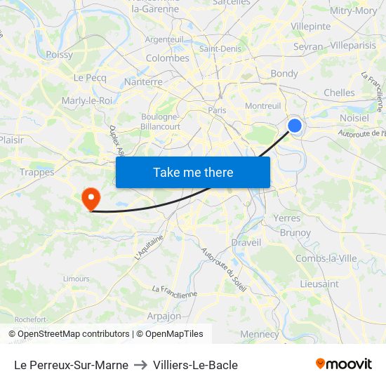 Le Perreux-Sur-Marne to Villiers-Le-Bacle map