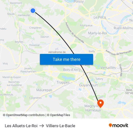 Les Alluets-Le-Roi to Villiers-Le-Bacle map