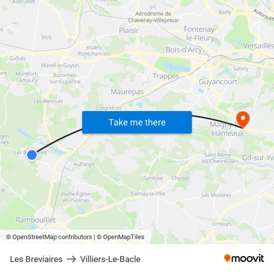 Les Breviaires to Villiers-Le-Bacle map