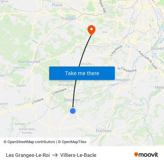 Les Granges-Le-Roi to Villiers-Le-Bacle map