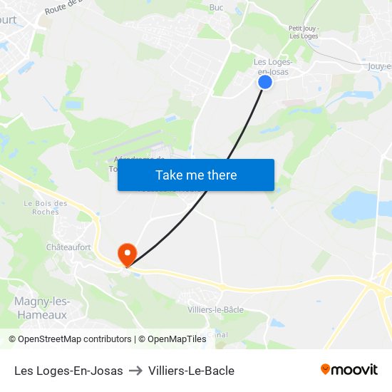 Les Loges-En-Josas to Villiers-Le-Bacle map