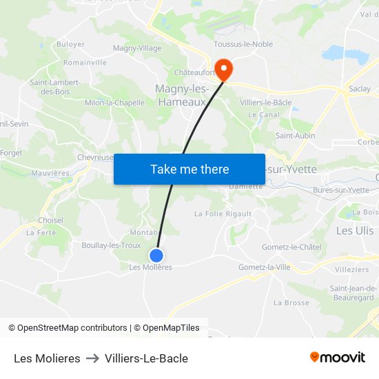 Les Molieres to Villiers-Le-Bacle map