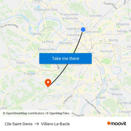 L'Ile-Saint-Denis to Villiers-Le-Bacle map