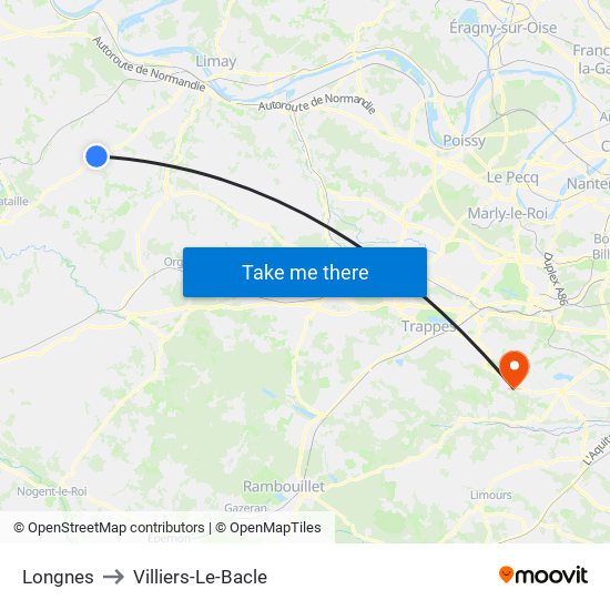 Longnes to Villiers-Le-Bacle map