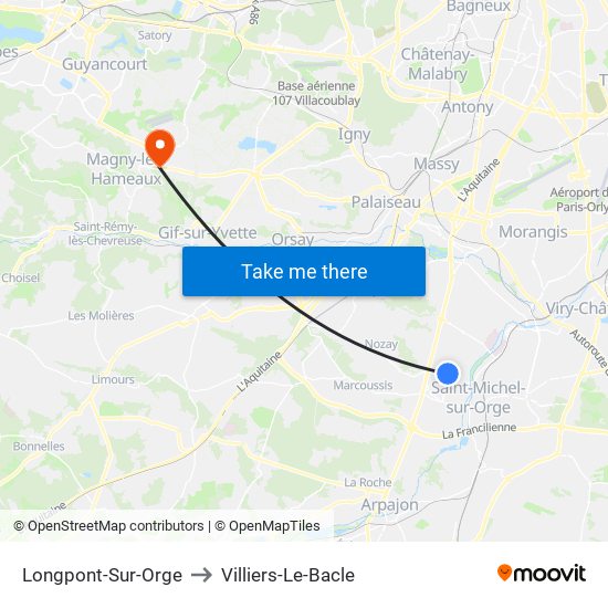 Longpont-Sur-Orge to Villiers-Le-Bacle map