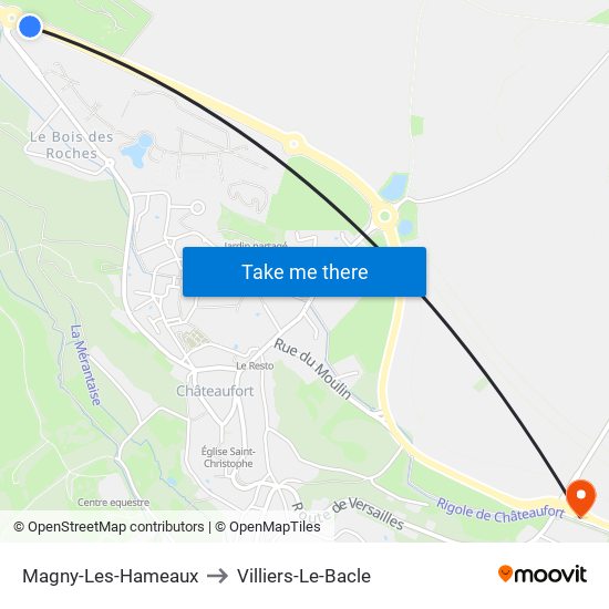 Magny-Les-Hameaux to Villiers-Le-Bacle map