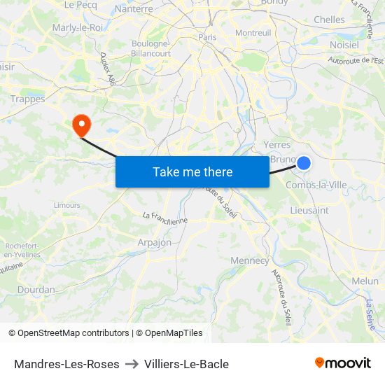Mandres-Les-Roses to Villiers-Le-Bacle map