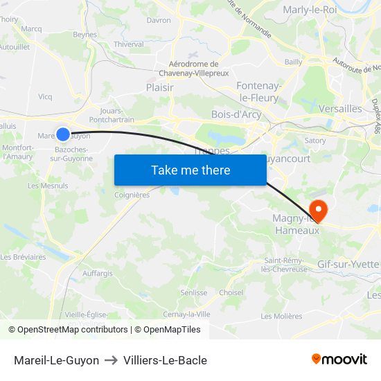 Mareil-Le-Guyon to Villiers-Le-Bacle map