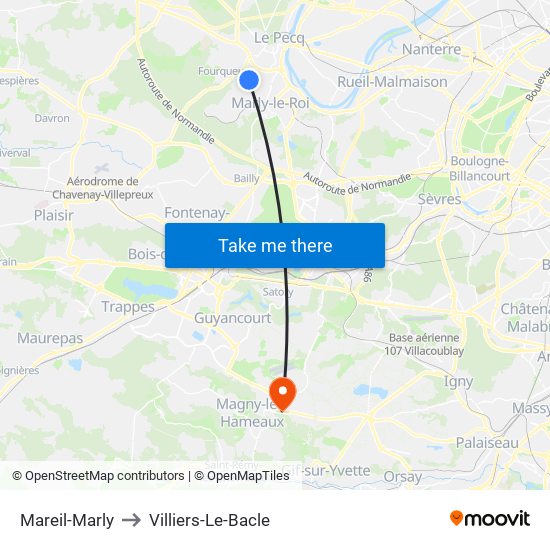 Mareil-Marly to Villiers-Le-Bacle map