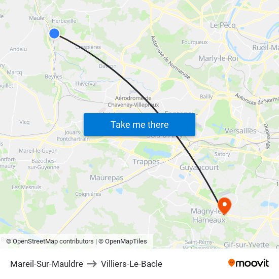 Mareil-Sur-Mauldre to Villiers-Le-Bacle map