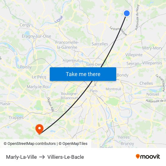 Marly-La-Ville to Villiers-Le-Bacle map