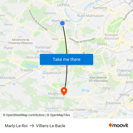 Marly-Le-Roi to Villiers-Le-Bacle map