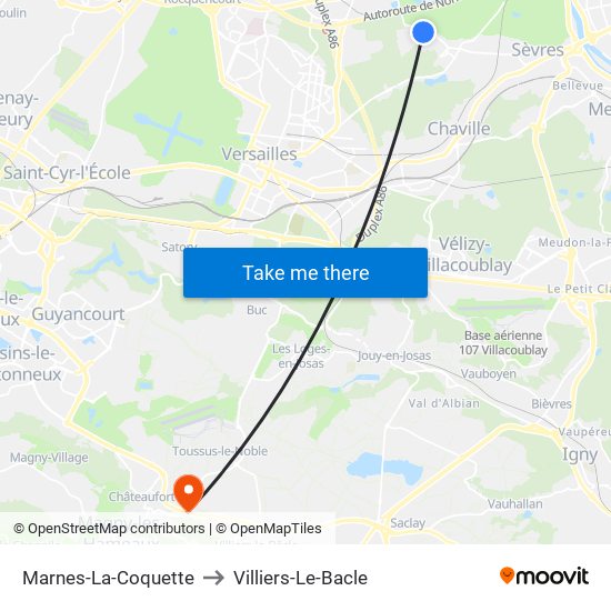 Marnes-La-Coquette to Villiers-Le-Bacle map