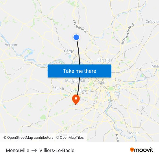 Menouville to Villiers-Le-Bacle map