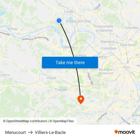 Menucourt to Villiers-Le-Bacle map