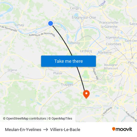Meulan-En-Yvelines to Villiers-Le-Bacle map