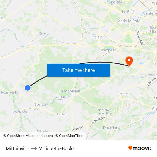 Mittainville to Villiers-Le-Bacle map