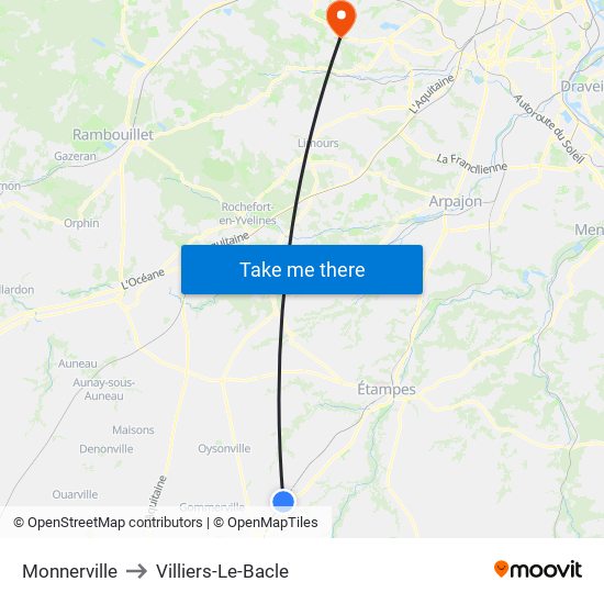 Monnerville to Villiers-Le-Bacle map