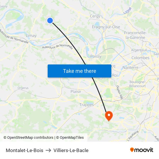 Montalet-Le-Bois to Villiers-Le-Bacle map