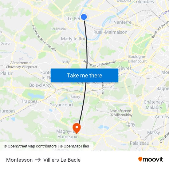 Montesson to Villiers-Le-Bacle map