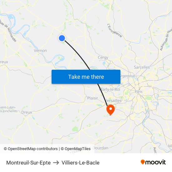 Montreuil-Sur-Epte to Villiers-Le-Bacle map