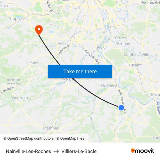Nainville-Les-Roches to Villiers-Le-Bacle map
