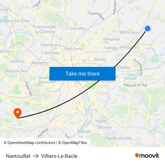 Nantouillet to Villiers-Le-Bacle map