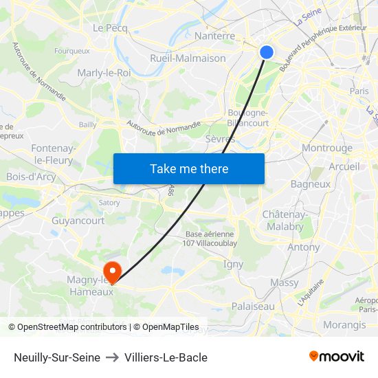 Neuilly-Sur-Seine to Villiers-Le-Bacle map