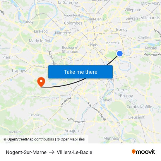 Nogent-Sur-Marne to Villiers-Le-Bacle map