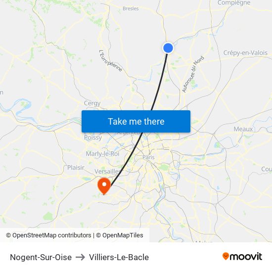 Nogent-Sur-Oise to Villiers-Le-Bacle map