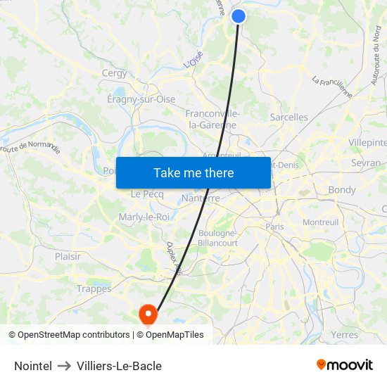 Nointel to Villiers-Le-Bacle map
