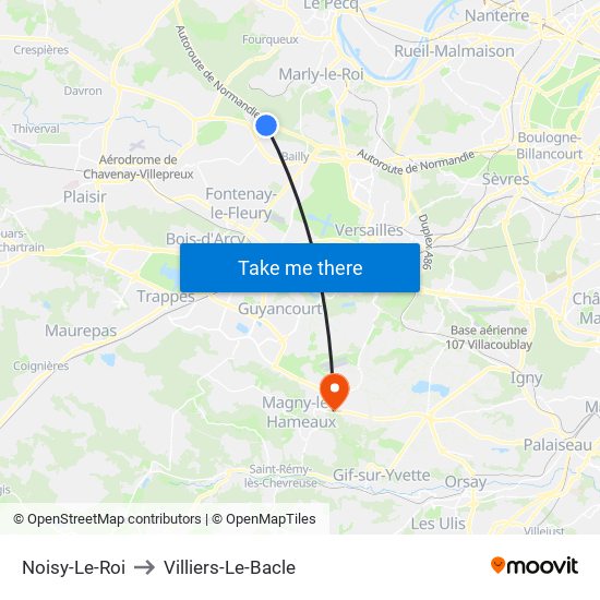 Noisy-Le-Roi to Villiers-Le-Bacle map
