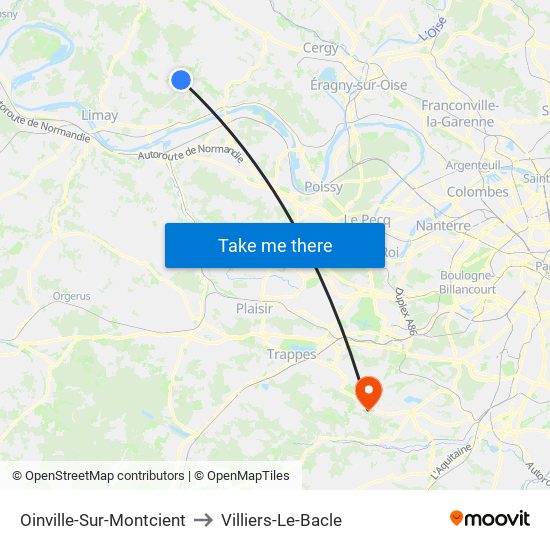 Oinville-Sur-Montcient to Villiers-Le-Bacle map